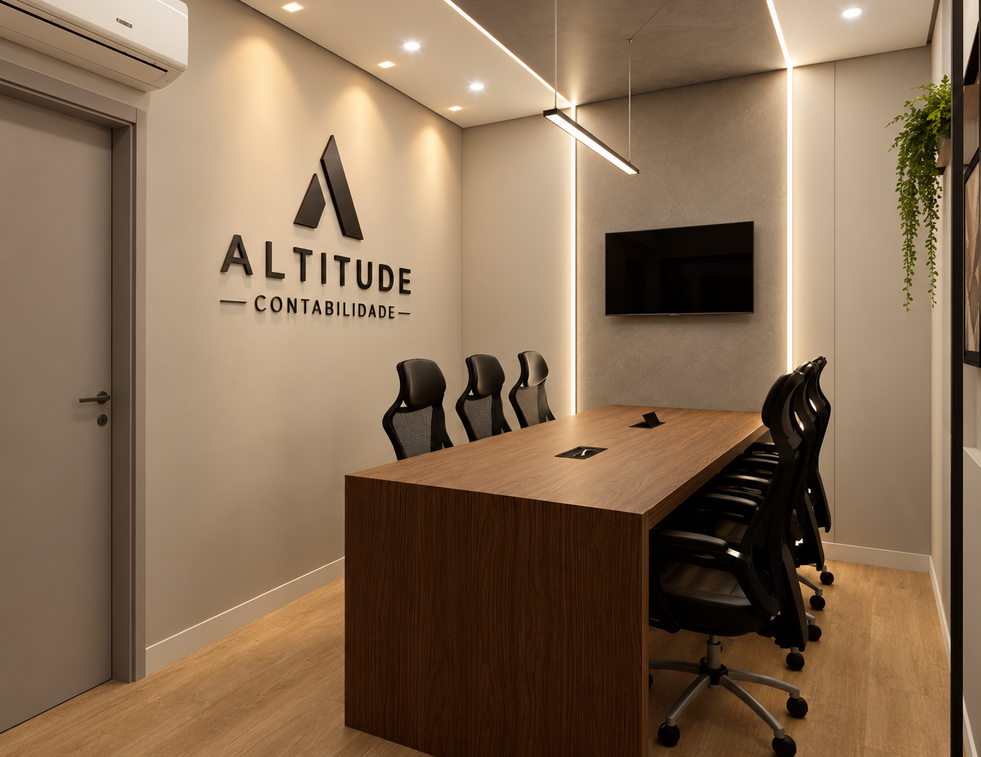 Sala de reunião da Altitude Contabilidade em Criciúma/SC